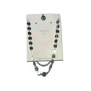 B1G1 Silver Disc Pendant Anklet Adjustable Lightweight 8-10 inches